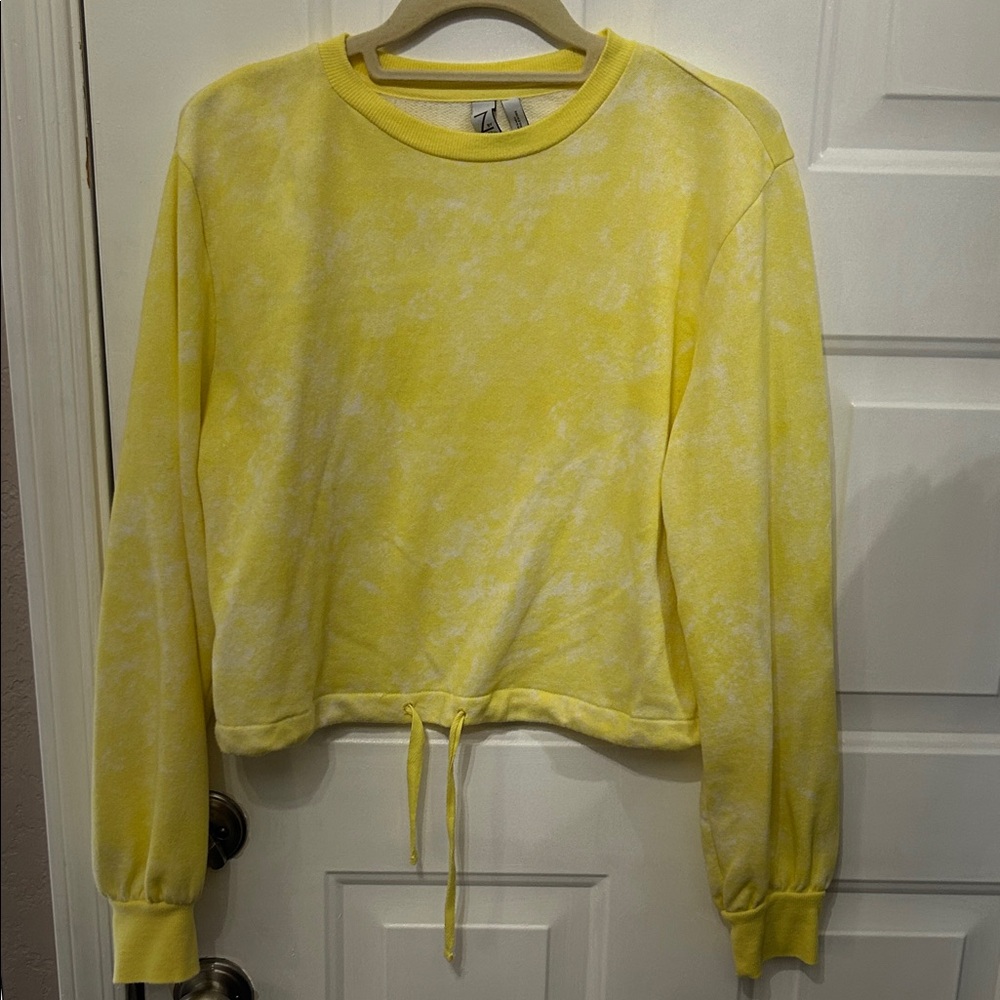 Zella Yellow Tie-Dye Women's Crop Sweatshirt